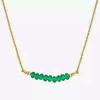 Womens Green Onyx 18K Gold Over Silver 16 1/2 Inch Beaded Necklace