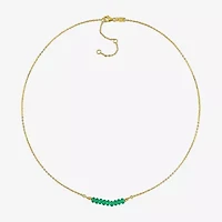 Womens Green Onyx 18K Gold Over Silver 16 1/2 Inch Beaded Necklace