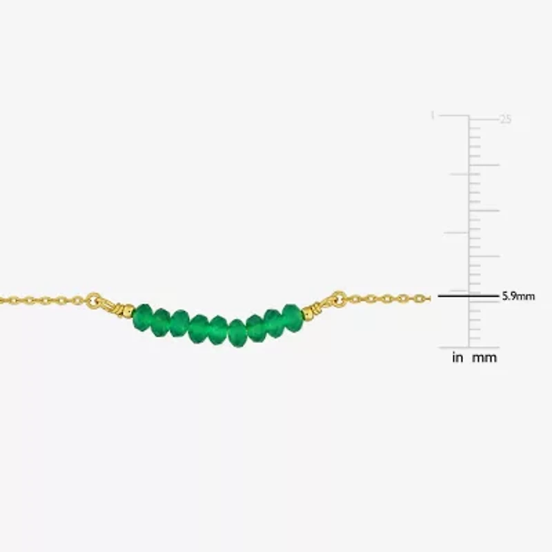 Womens Green Onyx 18K Gold Over Silver 16 1/2 Inch Beaded Necklace