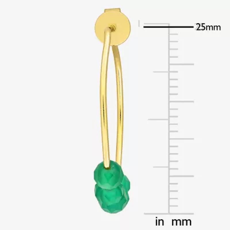Womens Genuine Green Onyx 18K Gold Over Silver 26mm Hoop Earrings