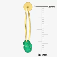 Womens Genuine Green Onyx 18K Gold Over Silver 26mm Hoop Earrings