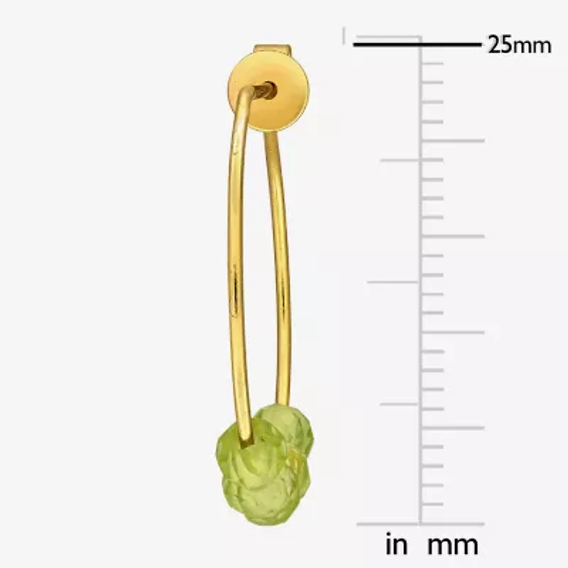 Womens Genuine Green Peridot 18K Gold Over Silver 26mm Hoop Earrings