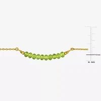 Womens Genuine Green Peridot 18K Gold Over Silver Beaded Bracelet