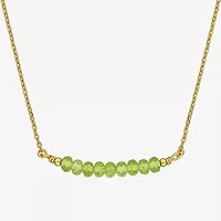 Womens Green Peridot 18K Gold Over Silver 16 1/2 Inch Beaded Necklace