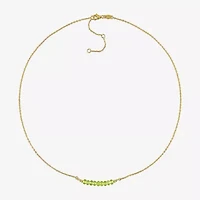 Womens Green Peridot 18K Gold Over Silver 16 1/2 Inch Beaded Necklace