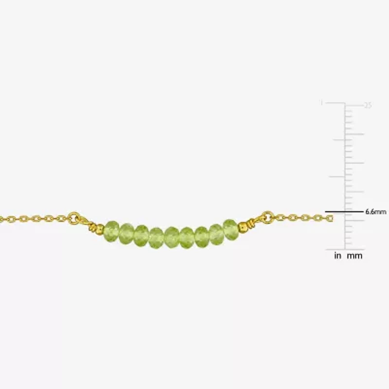 Womens Green Peridot 18K Gold Over Silver 16 1/2 Inch Beaded Necklace