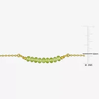 Womens Green Peridot 18K Gold Over Silver 16 1/2 Inch Beaded Necklace