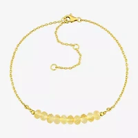 Womens Genuine Yellow Citrine 18K Gold Over Silver Beaded Bracelet