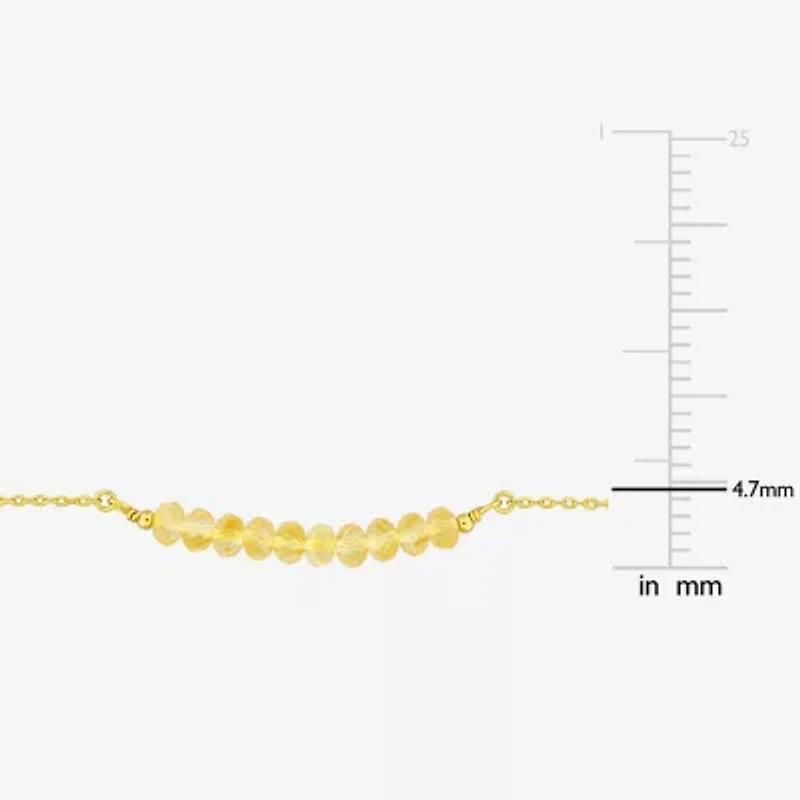 Womens Genuine Yellow Citrine 18K Gold Over Silver Beaded Bracelet