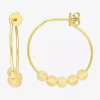 Womens Genuine Yellow Citrine 18K Gold Over Silver 26mm Hoop Earrings