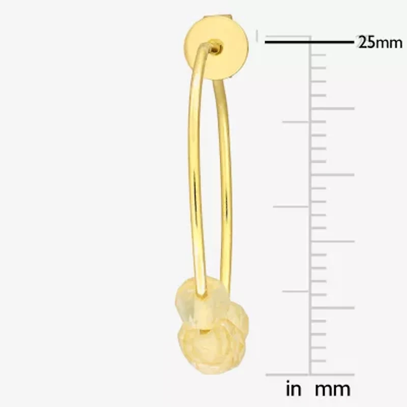 Womens Genuine Yellow Citrine 18K Gold Over Silver 26mm Hoop Earrings