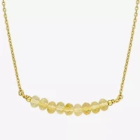 Womens Yellow Citrine 18K Gold Over Silver 16 1/2 Inch Beaded Necklace