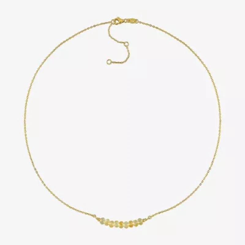 Womens Yellow Citrine 18K Gold Over Silver 16 1/2 Inch Beaded Necklace