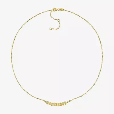 Womens Yellow Citrine 18K Gold Over Silver 16 1/2 Inch Beaded Necklace