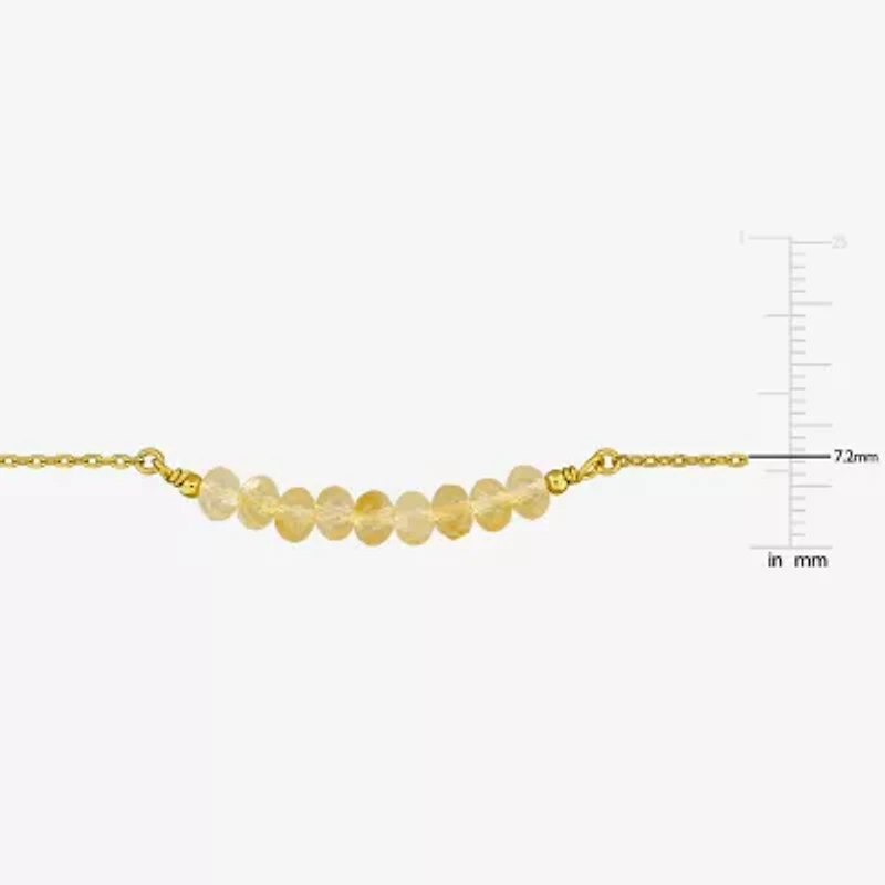 Womens Yellow Citrine 18K Gold Over Silver 16 1/2 Inch Beaded Necklace