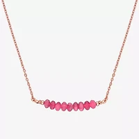 Womens Pink Tourmaline 18K Rose Gold Over Silver 16 1/2 Inch Beaded Necklace