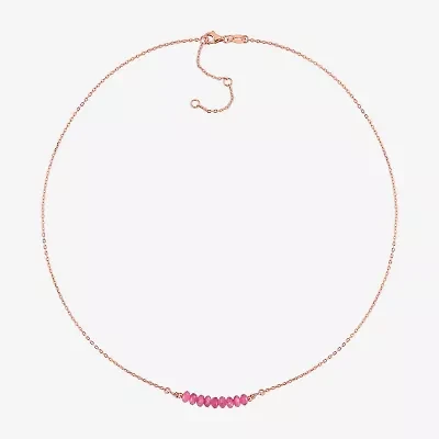 Womens Pink Tourmaline 18K Rose Gold Over Silver 16 1/2 Inch Beaded Necklace