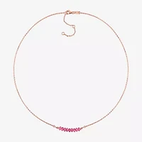 Womens Pink Tourmaline 18K Rose Gold Over Silver 16 1/2 Inch Beaded Necklace