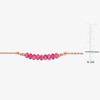 Womens Pink Tourmaline 18K Rose Gold Over Silver 16 1/2 Inch Beaded Necklace