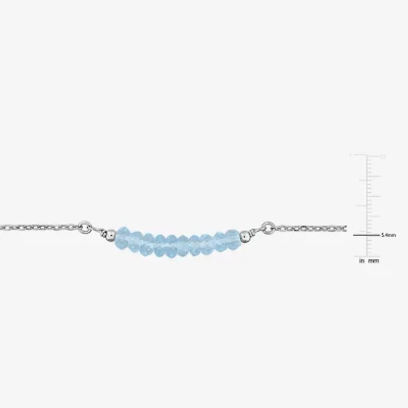 Womens Genuine Blue Topaz Sterling Silver Beaded Bracelet