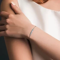 Womens Genuine Blue Topaz Sterling Silver Beaded Bracelet