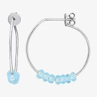Womens Genuine Blue Topaz Sterling Silver 26mm Hoop Earrings