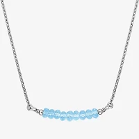 Womens Blue Topaz Sterling Silver 16 1/2 Inch Beaded Necklace