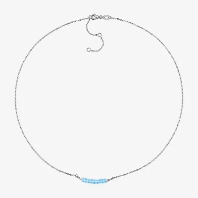 Womens Blue Topaz Sterling Silver 16 1/2 Inch Beaded Necklace