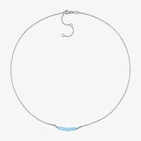 Womens Blue Topaz Sterling Silver 16 1/2 Inch Beaded Necklace