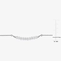 Womens Genuine White Topaz Sterling Silver Beaded Bracelet