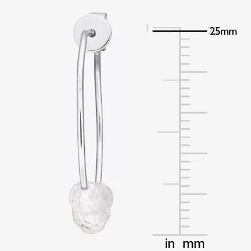 Womens Genuine White Topaz Sterling Silver 26mm Hoop Earrings