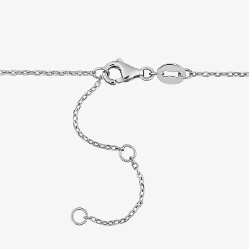 Womens White Topaz Sterling Silver 16 1/2 Inch Beaded Necklace