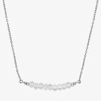 Womens White Topaz Sterling Silver 16 1/2 Inch Beaded Necklace