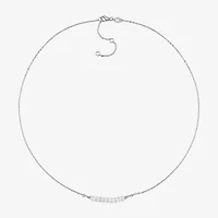 Womens White Topaz Sterling Silver 16 1/2 Inch Beaded Necklace