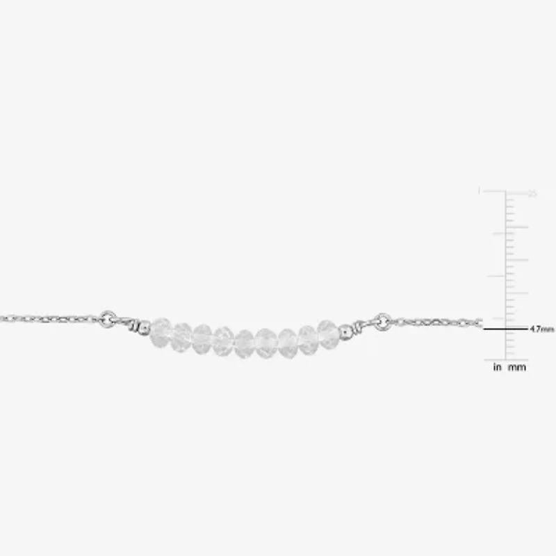 Womens White Topaz Sterling Silver 16 1/2 Inch Beaded Necklace