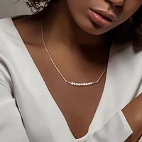 Womens White Topaz Sterling Silver 16 1/2 Inch Beaded Necklace