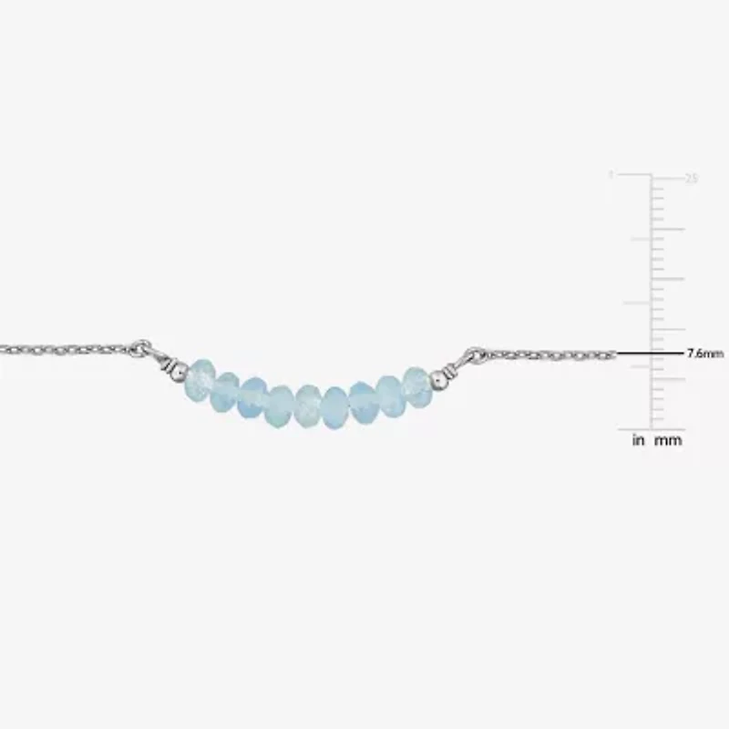 Womens Blue Aquamarine Sterling Silver 16 1/2 Inch Beaded Necklace