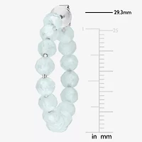 Womens Genuine Blue Aquamarine Sterling Silver 26mm Hoop Earrings