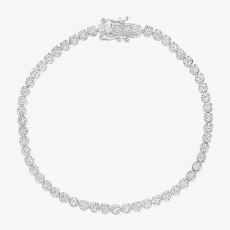 Effy  (H-I / Si1) Womens 1 CT. T.W. Lab Grown White Diamond Sterling Silver 7 Inch Tennis Bracelet