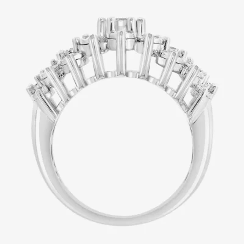 Effy  (G / Si1) Womens 1 CT. T.W. Lab Grown White Diamond Sterling Silver Cocktail Ring