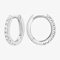 Effy Final Call Womens 1/4 CT. T.W. Natural White Diamond 14K White Gold 12.4mm Hoop Earrings
