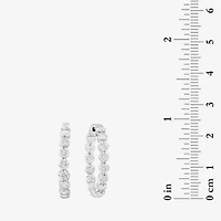 Effy  (G /Si1) Womens 3 CT. T.W. Lab Grown White Diamond 14K White Gold 90mm Hoop Earrings