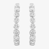 Effy  (G /Si1) Womens 3 CT. T.W. Lab Grown White Diamond 14K White Gold 90mm Hoop Earrings