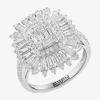 Effy  (G / Si1) Womens 1 1/2 CT. T.W. Lab Grown White Diamond 14K Gold Cushion Halo Cocktail Ring