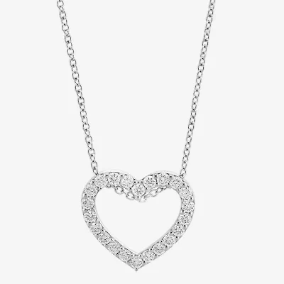 Effy  (E-F / Vs2-Si1) Womens 1/2 CT. T.W. Lab Grown White Diamond Sterling Silver Heart 16 Inch Pendant Necklace