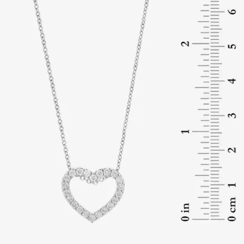 Effy  (E-F / Vs2-Si1) Womens 1/2 CT. T.W. Lab Grown White Diamond Sterling Silver Heart 16 Inch Pendant Necklace