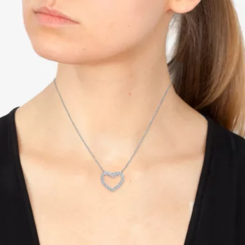 Effy  (E-F / Vs2-Si1) Womens 1/2 CT. T.W. Lab Grown White Diamond Sterling Silver Heart 16 Inch Pendant Necklace
