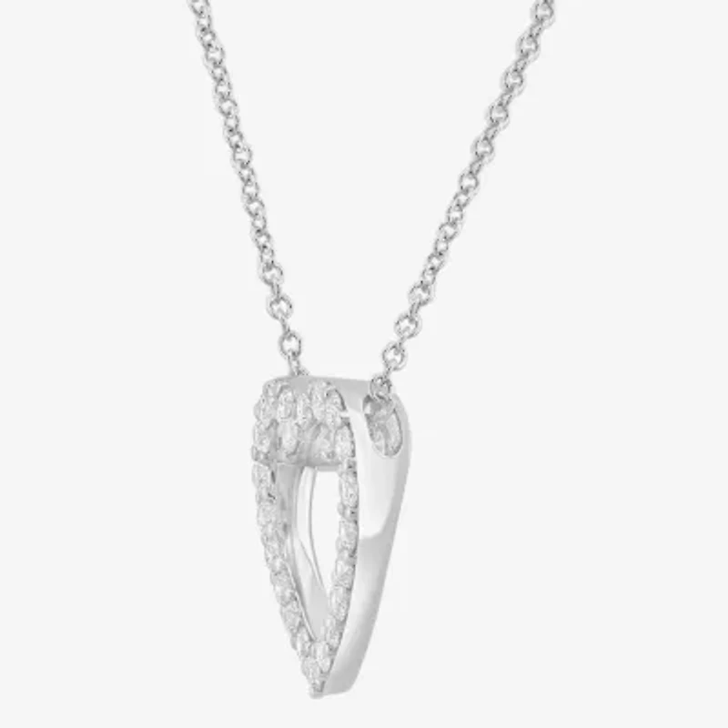 Effy  (E-F / Vs2-Si1) Womens 1/2 CT. T.W. Lab Grown White Diamond Sterling Silver Heart 16 Inch Pendant Necklace