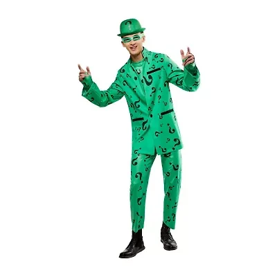 Mens Batman Forever Deluxe Riddler Short Sleeve Costume 4-pc. Set