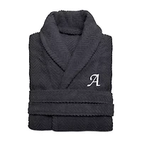 Linum Home Textiles Personalized Herringbone Weave Bathrobe Unisex Adult Long Sleeve Length Robe